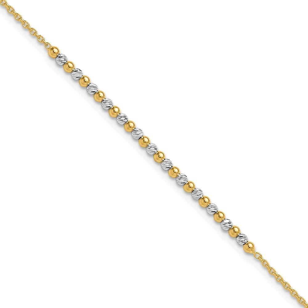 Kazi Luxury 14K Two-tone Diamond-cut Beaded 7.5in Bracelet